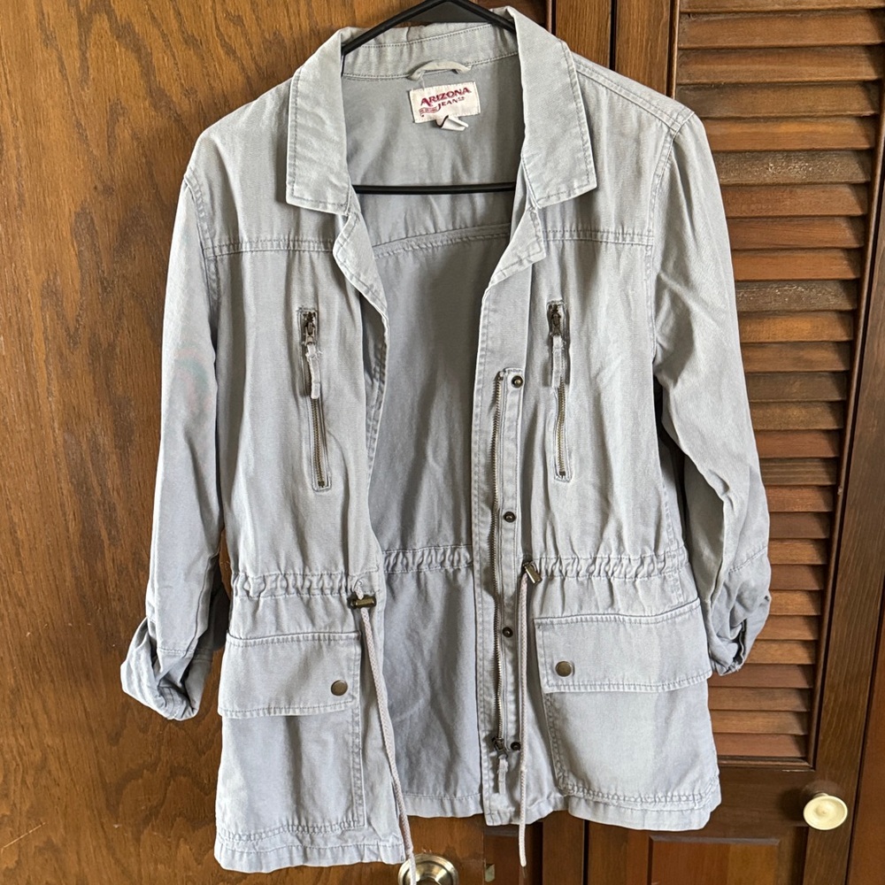 Arizona Jean Company Light Gray Utility Jacket with Drawcord Waist